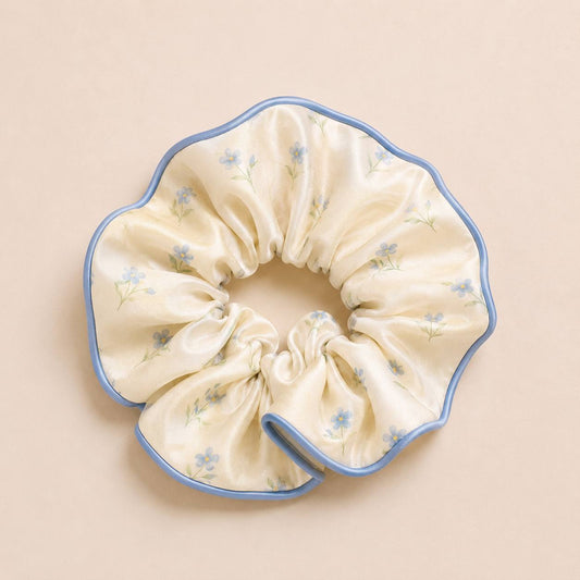 Cottage Sky Bloom Silk Scrunchie